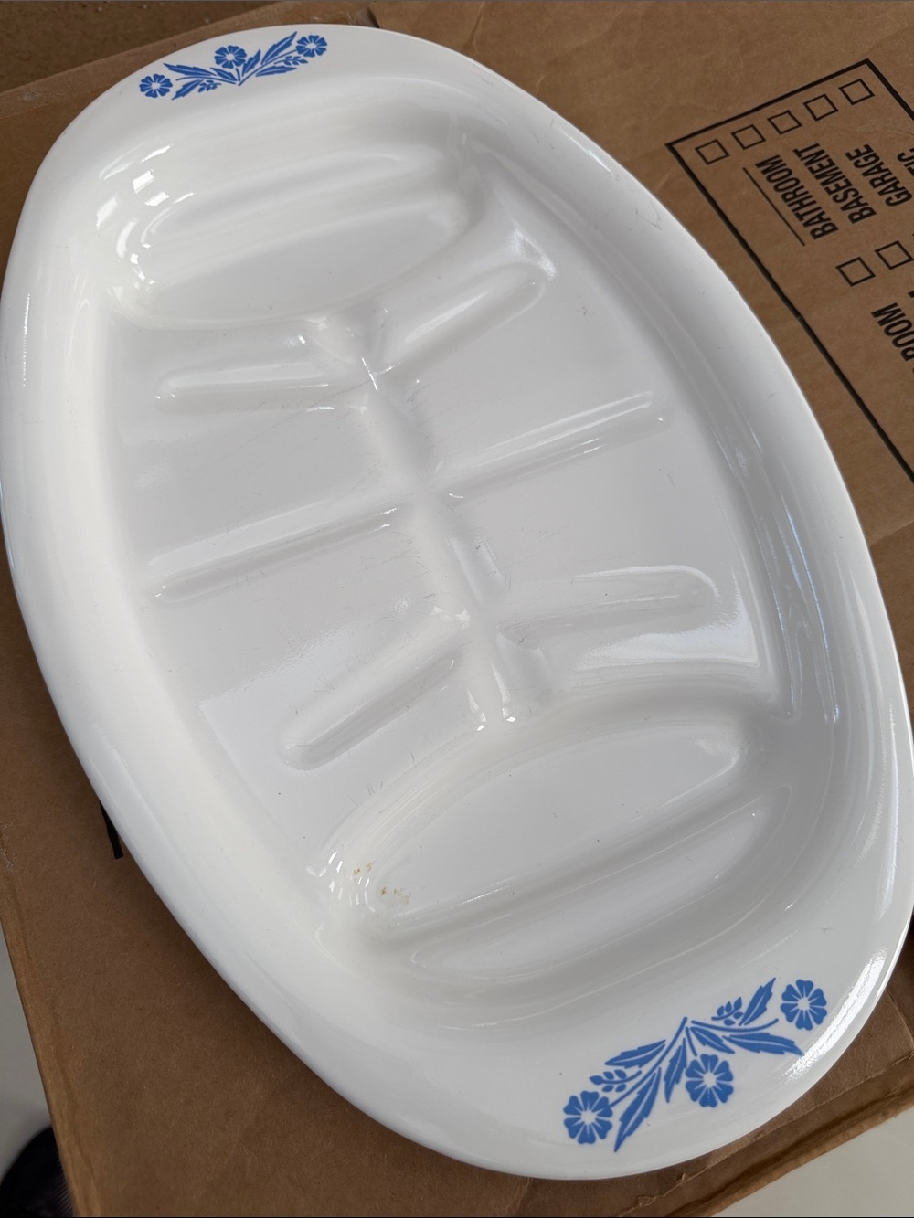 White Ceramic Corning Ware with Blue Floral Accents